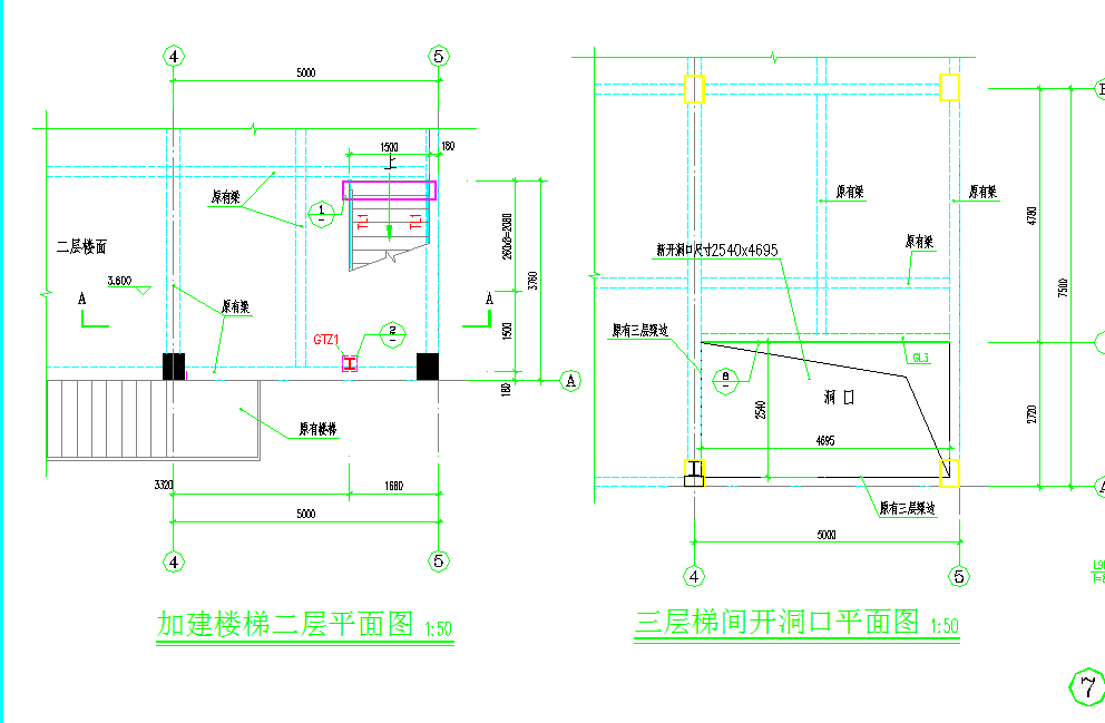 某地钢结构加建楼梯节点详图CAD图纸