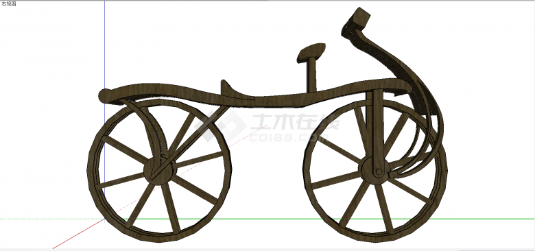 现代多座自行车木制品摆件su模型-图一