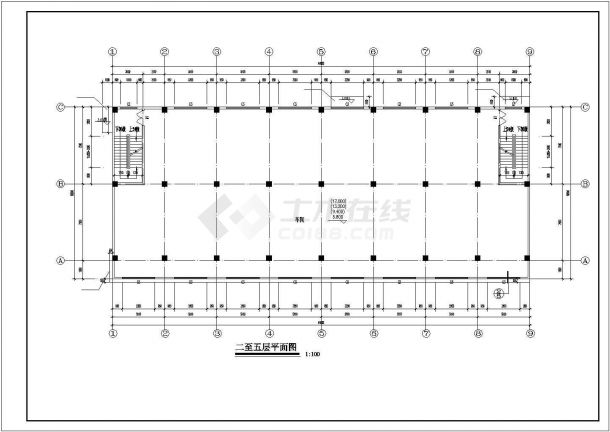 某5层3414平方米框架结构工业厂房设计cad建筑图（含设计说明）-图二