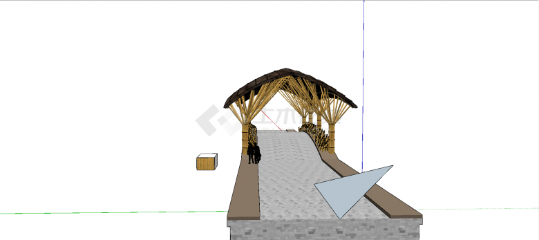现代竹子建的廊桥su模型-图一