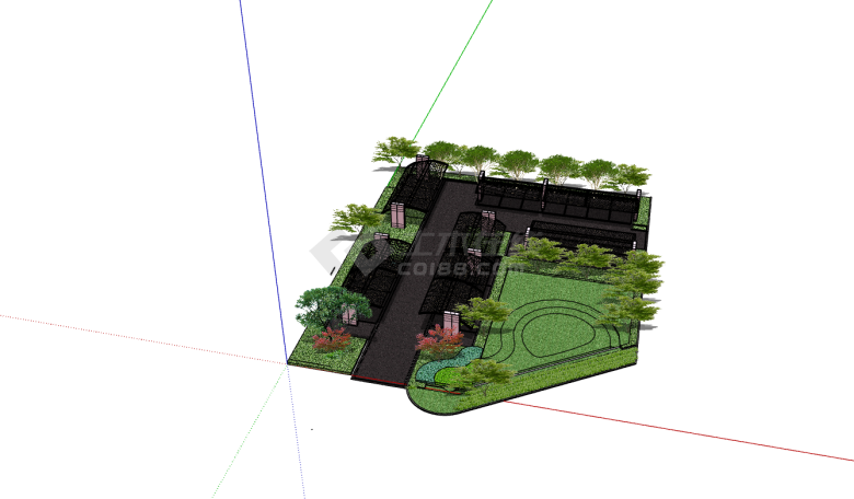 草坪镂空顶棚停车场su模型-图一