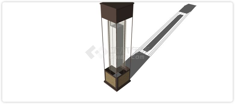 咖啡色方形灯罩草坪灯su模型-图一