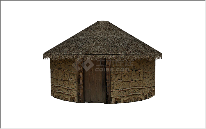中式蒙古包土砌茅草屋su模型-图一