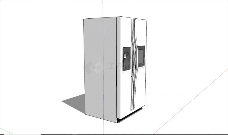 白色大型双开门冰箱su模型-图二