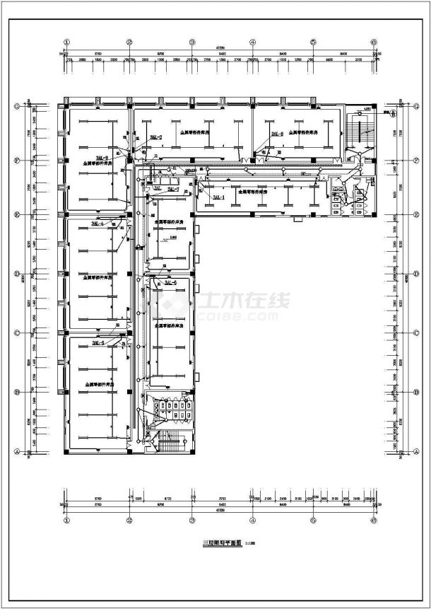 办公楼设计_某五层办公楼电气施工CAD图-图二