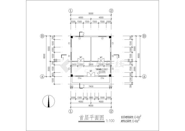 仓库设计_某医院后勤仓库建筑施工CAD图-图一