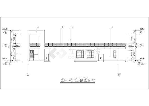 医院设计_某医院两层后勤楼建筑施工CAD图-图二