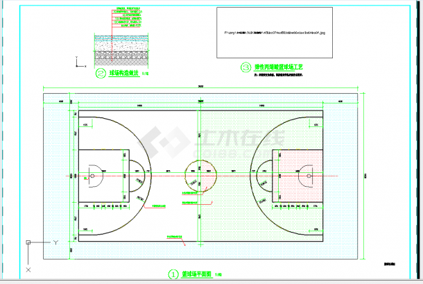 某地篮球场详图施工CAD图纸-图二