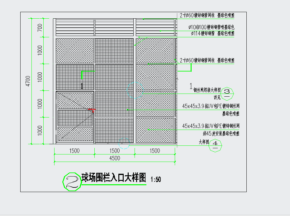 某地篮球场详图大样图设计CAD图纸