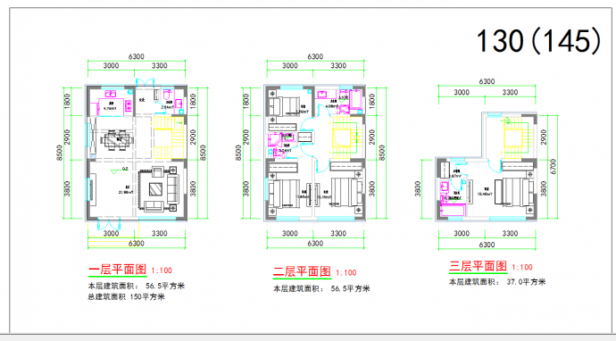 某地平地别墅强排户型图设计CAD图纸_图1