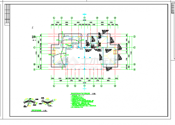 某地三层高档别墅混凝土框架结构施工图CAD图纸-图一