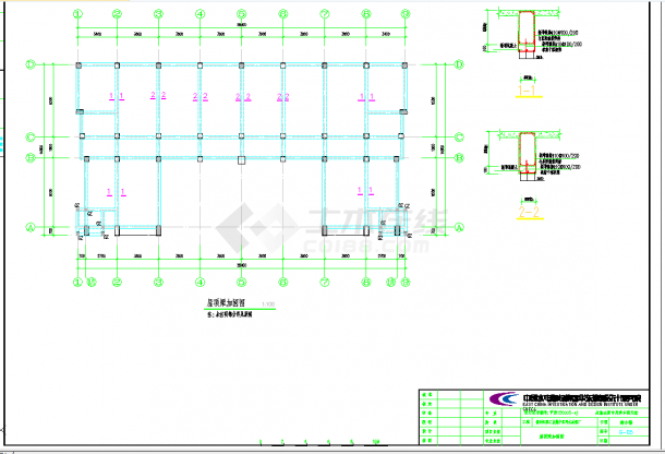 某地三层框架结构污水处理厂加固施工图CAD图纸-图一