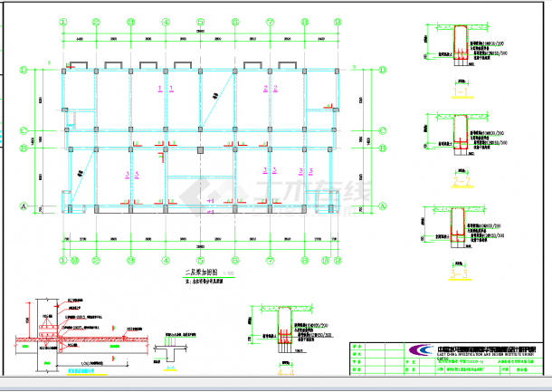 某地三层框架结构污水处理厂加固施工图CAD图纸-图二