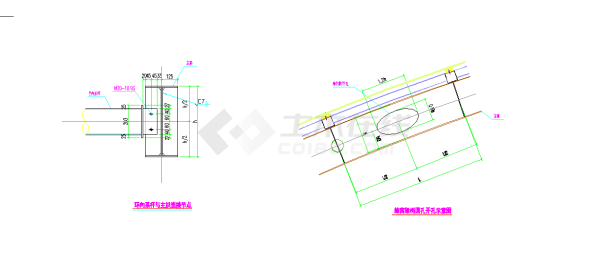 某地双曲钢结构玻璃顶节点详图CAD图纸-图一