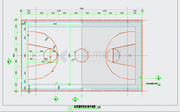 某地园建标准构造图集篮球场大样图CAD图纸-图一