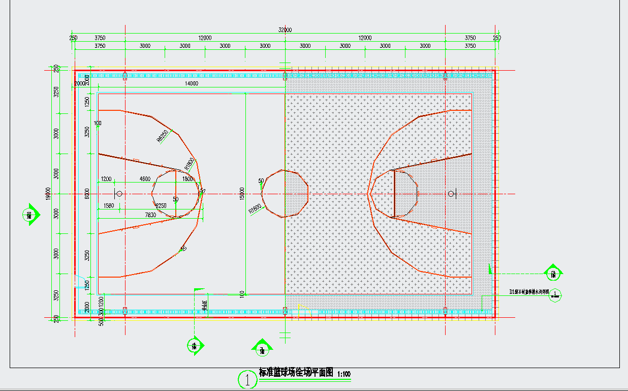 某地园建标准构造图集篮球场大样图CAD图纸