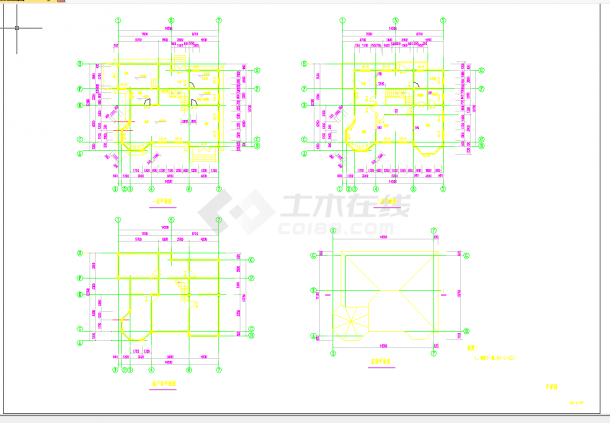 某地砖混二层别墅带地下室结构施工图CAD图纸-图二