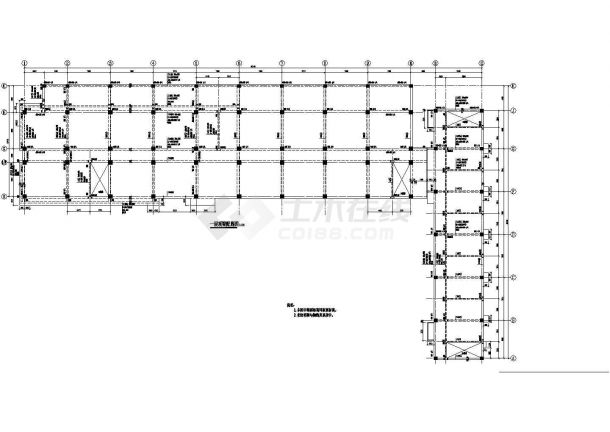 某地区L形办公综合楼框架结构施工图-图一