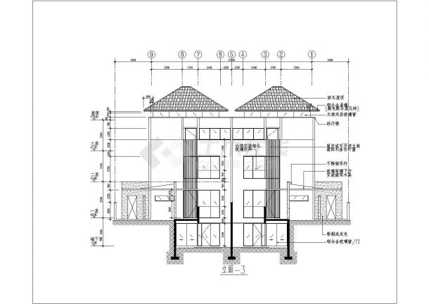 某市中心东南亚风格别墅设计施工方案CAD图纸-图一