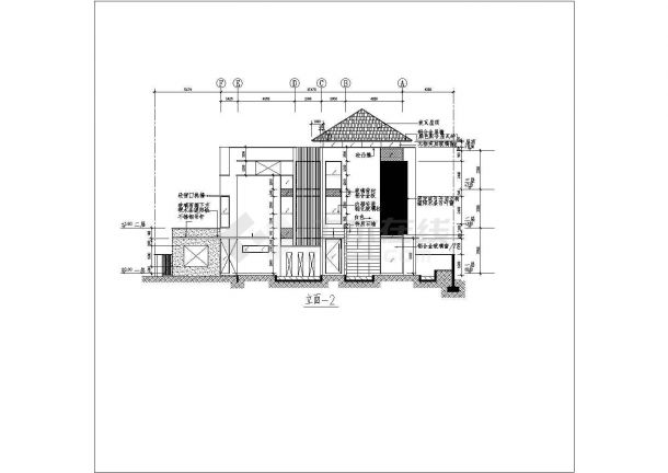 某市中心东南亚风格别墅设计施工方案CAD图纸-图二