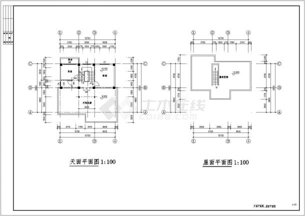 某市三层钢混结构别墅建筑设计CAD施工图-图二