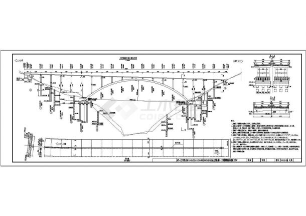某净跨130m等截面悬链线钢筋混凝土箱形拱桥设计cad全套施工图【含设计说明，71个CAD文件 】-图一