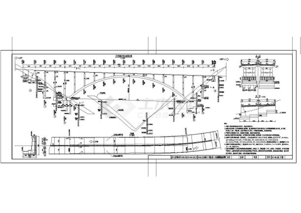 某净跨155米 钢筋混凝土箱形拱桥设计cad全套施工图【含设计说明，74个CAD文件 】-图二