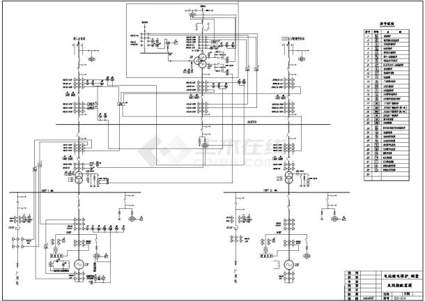 某电站继电保护测量及同期配置图CAD设计-图一