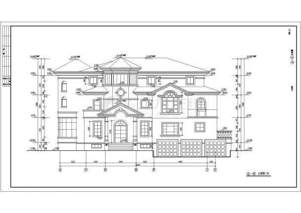 某三层带地下层砖混结构独栋别墅设计cad全套建筑施工图（含设计说明，含效果图）-图二