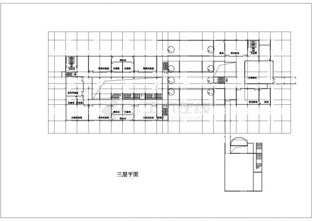 西安某高级中学6层教育中心建筑设计CAD图纸-图一
