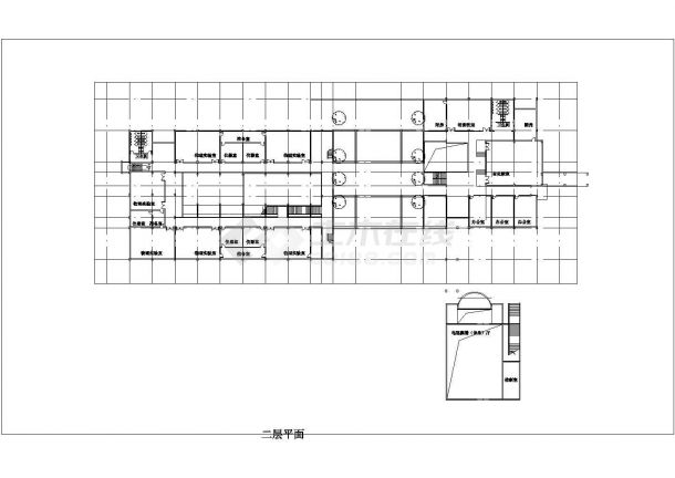西安某高级中学6层教育中心建筑设计CAD图纸-图二