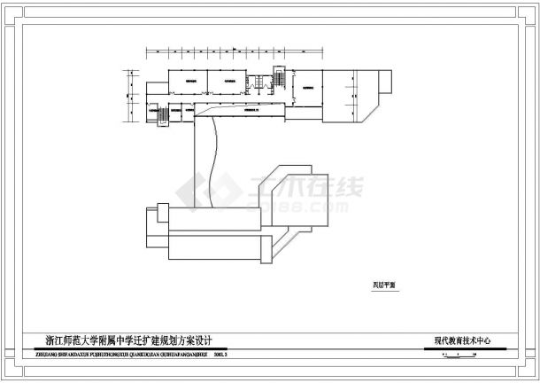 太原市某实验中学6层教学楼建筑设计CAD图纸-图二