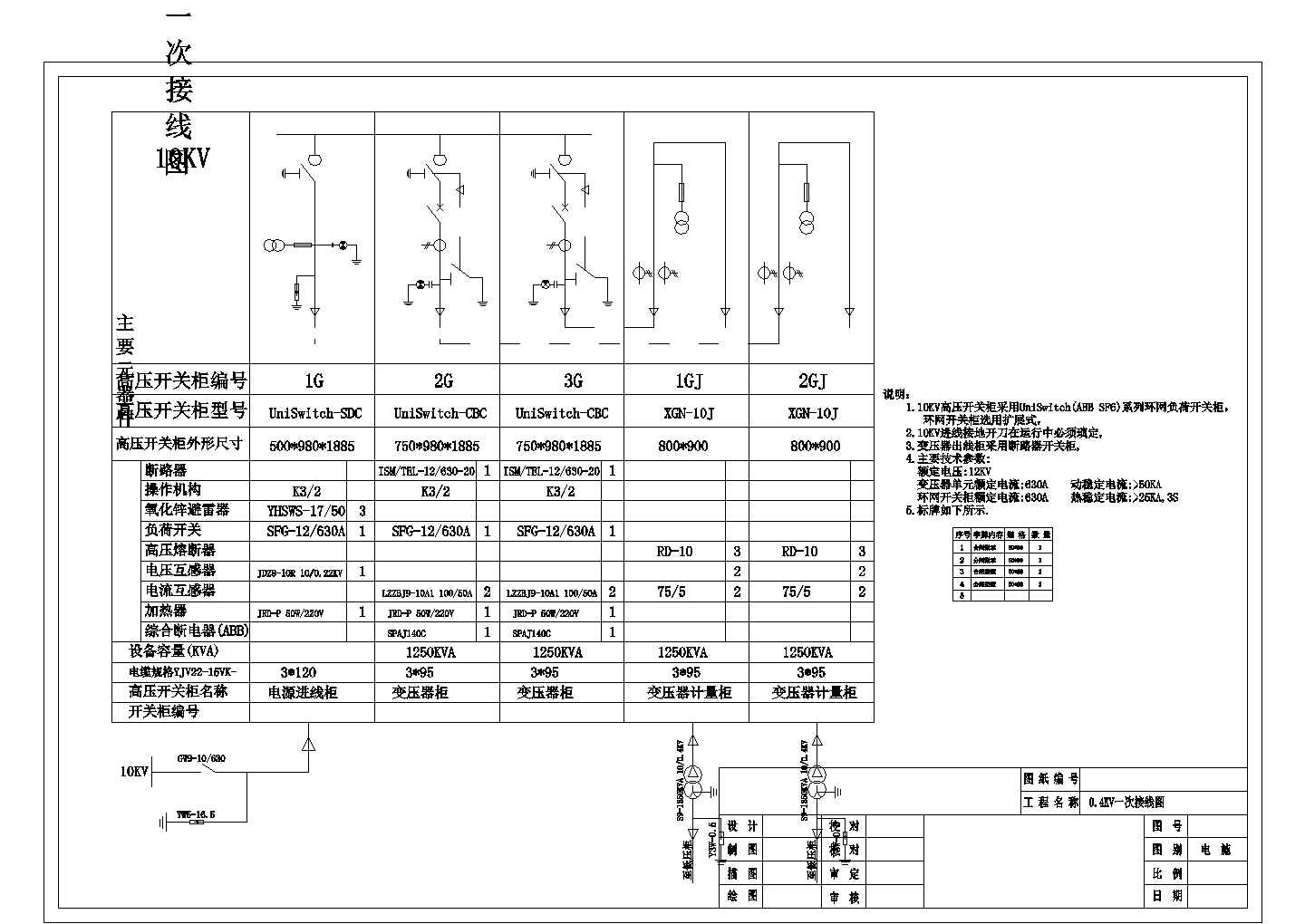 某新厂房高压配电接线CAD设计系统图