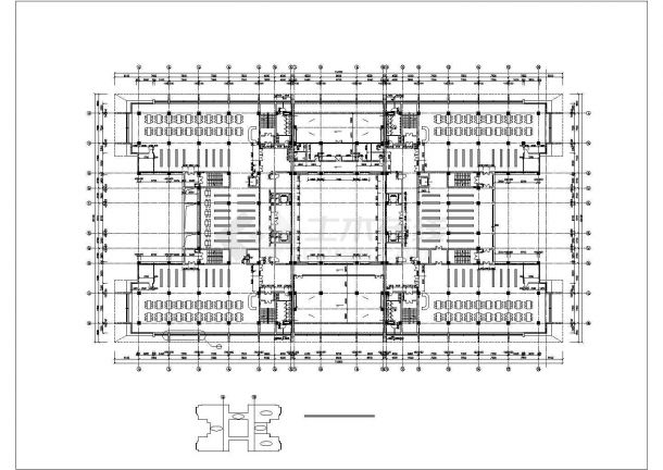 成都市某大学内部8层图书馆建筑设计CAD图纸（含结构设计）-图一