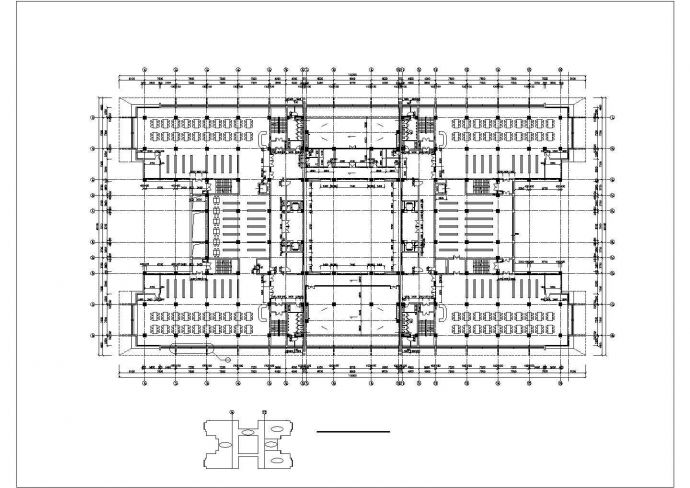 成都市某大学内部8层图书馆建筑设计CAD图纸（含结构设计）_图1