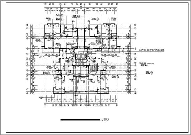 某地28层1楼梯2电梯4户点式住宅楼全套施工设计cad图-图二