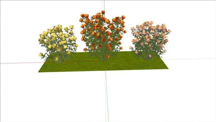  三色月季花景观植物su模型_图1