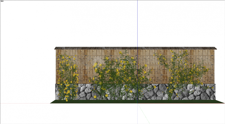  竹子围墙月季花景观植物su模型-图二