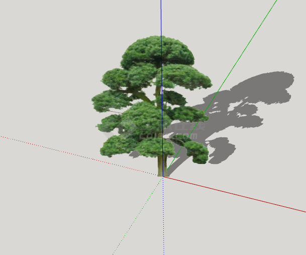 绿色杆子绿丝带造型树 su模型-图二