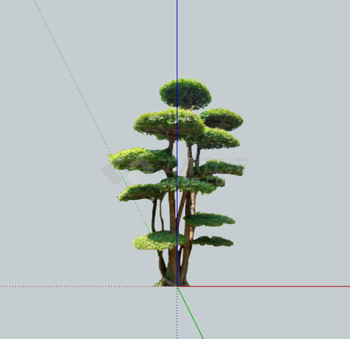 椭圆形绿色绿丝带造型树 su模型-图一