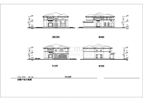 某二层砖混结构新农村简欧别墅设计cad建筑方案图（含效果图）-图二