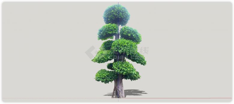 塔型绿色优美造型树su模型-图一