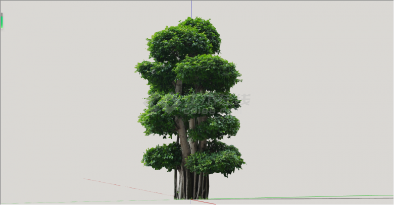 现代美观经典绿丝带造型树su模型-图一