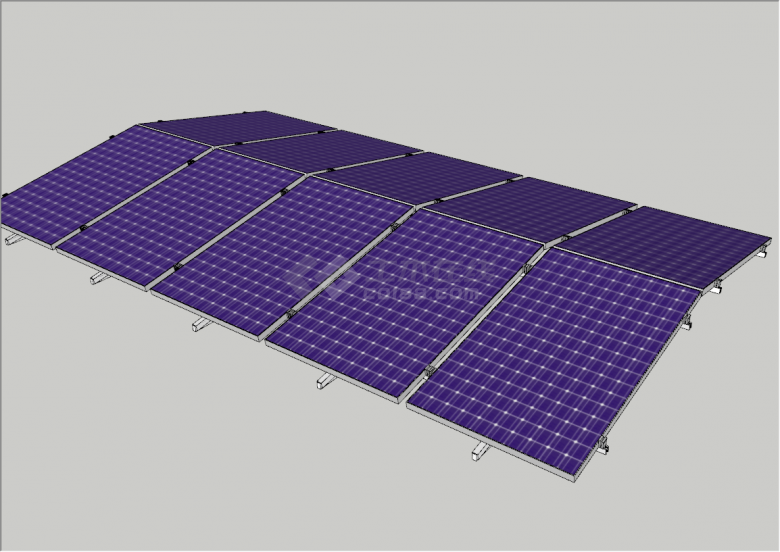 现代紫色太阳能发电板su模型-图一