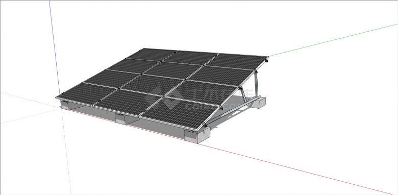 黑白色太阳能电池板组合su模型-图一