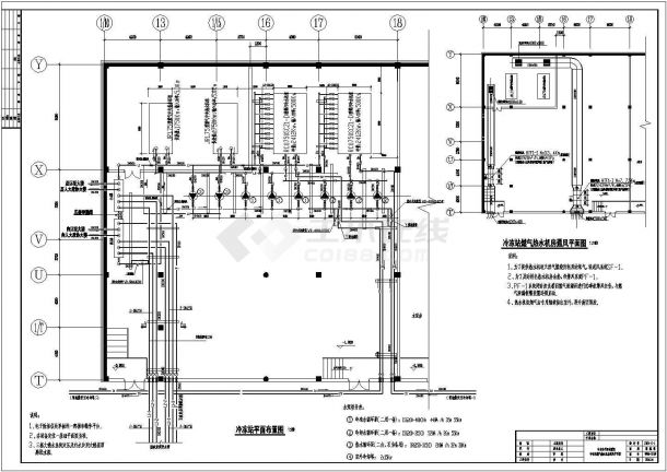 某冷冻站燃气热水机房通风CAD设计平面图-图一