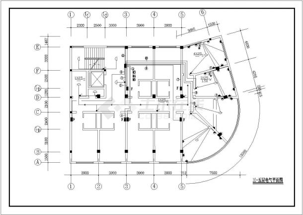 临街楼电气系统规划CAD参考图-图二