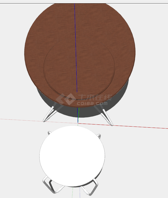 深棕色椭圆形办公室桌椅su模型-图二