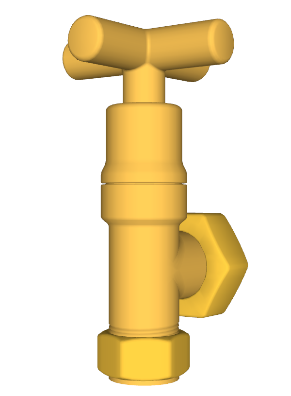 金黄色十字框架旋转按钮的水龙头组合su模型_图1