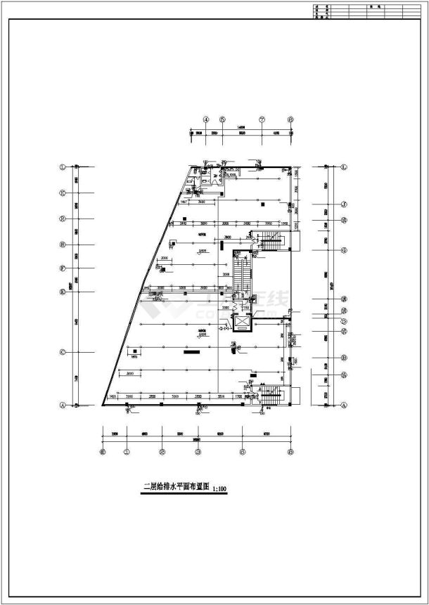 某县十一层商住楼给排水参考CAD图-图一